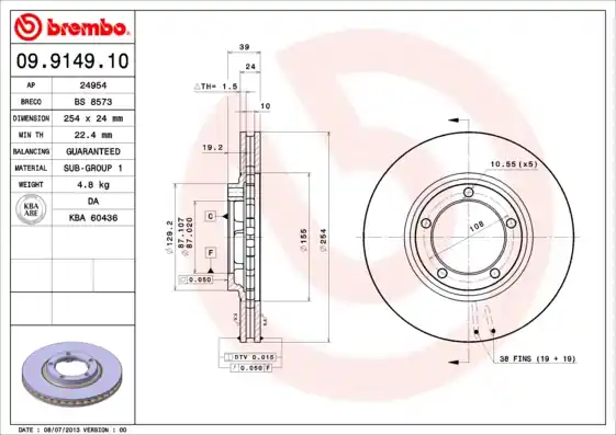Bulkbestelling Remschijven Brembo 09.9149.10