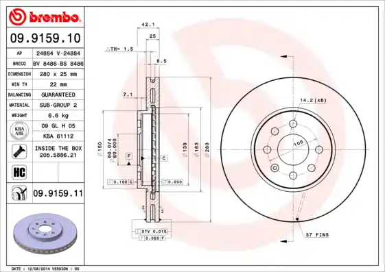 Uitverkoop Remschijven Brembo 09.9159.11