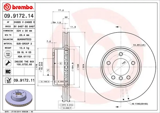 Remschijven Brembo 09.9172.11 Nieuw