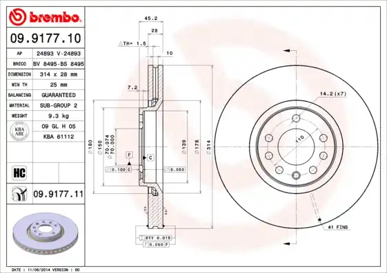 Remschijven Brembo 09.9177.11 Veilige Betaling