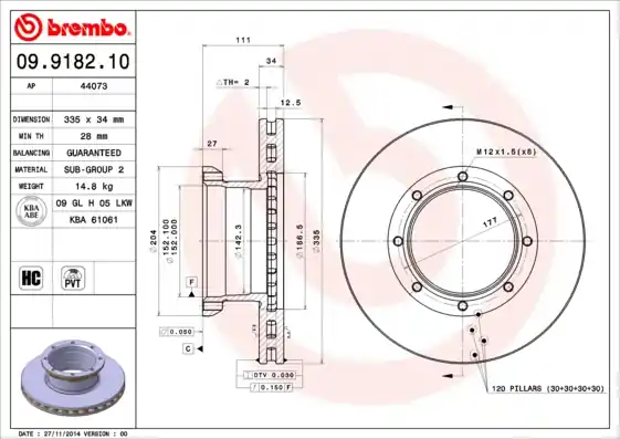 Tijdelijk Beschikbaar Remschijven Brembo 09.9182.10