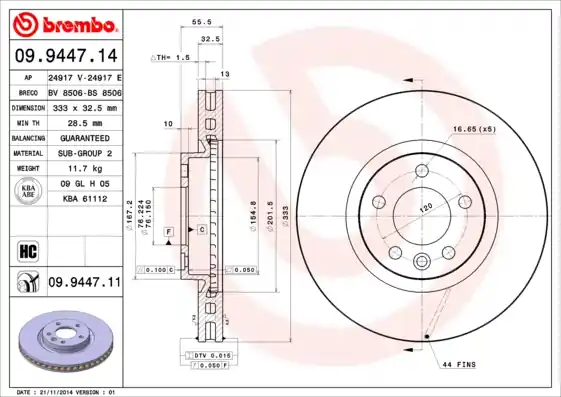 Authentiek Remschijven Brembo 09.9447.11