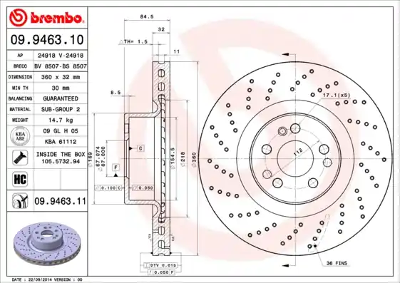 Gereduceerde Prijs Remschijven Brembo 09.9463.11