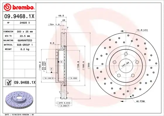 Remschijven Brembo 09.9468.1X Beperkte Voorraad