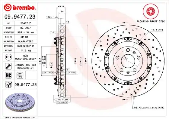 Gratis Retour Remschijven Brembo 09.9477.23