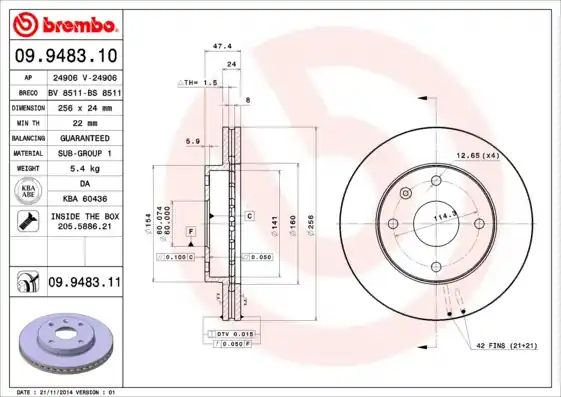 Remschijven Brembo 09.9483.11 Bestseller