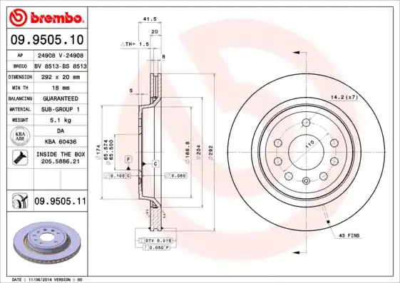 Remschijven Brembo 09.9505.11 Betaalbaar