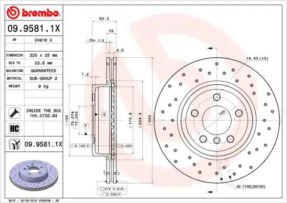 Alleen Vandaag Remschijven Brembo 09.9581.1X
