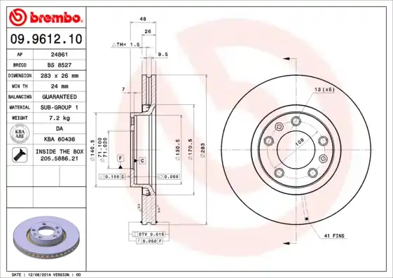 Laatste Kans Remschijven Brembo 09.9612.10