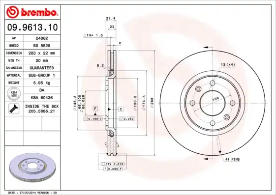 Speciale Aanbieding Remschijven Brembo 09.9613.10