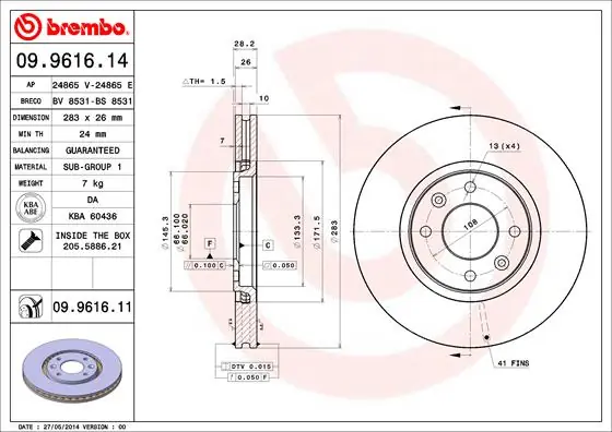 Nieuwe Collectie Remschijven Brembo 09.9616.11