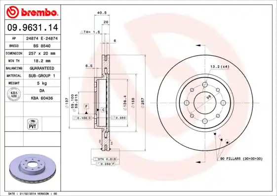 Remschijven Brembo 09.9631.14 Alleen Vandaag