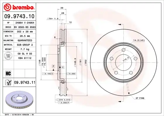 Bulkbestelling Remschijven Brembo 09.9743.11
