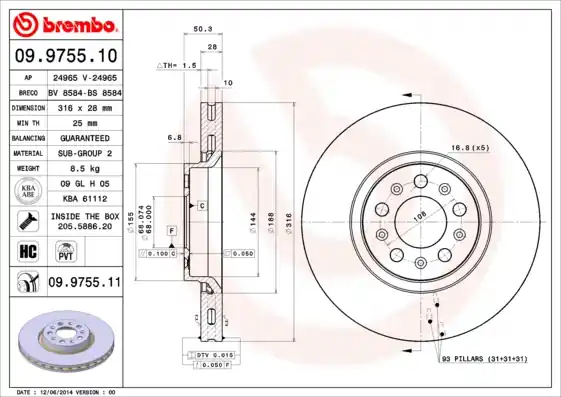 Bestseller Remschijven Brembo 09.9755.10