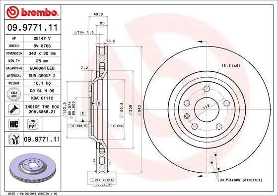 Uitverkoop Remschijven Brembo 09.9771.11