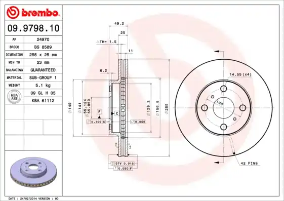 Weekendaanbieding Remschijven Brembo 09.9798.10