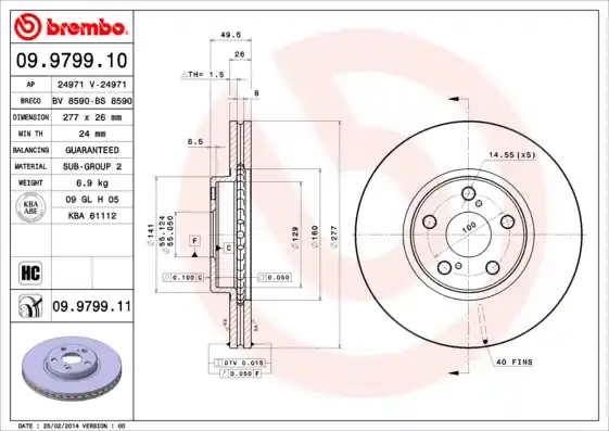 Op = Op Remschijven Brembo 09.9799.11