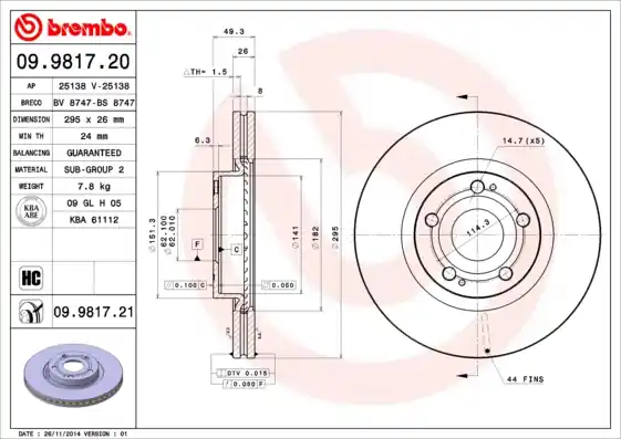 Remschijven Brembo 09.9817.20 Shop Nu