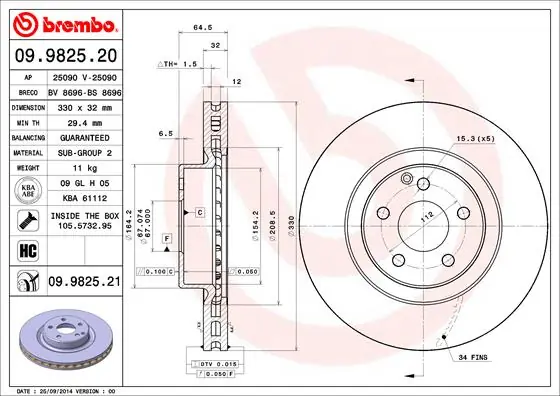 Meest Verkocht Remschijven Brembo 09.9825.21