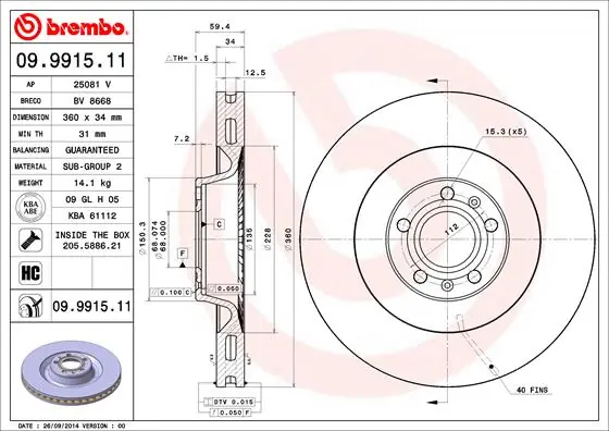Alleen Vandaag Remschijven Brembo 09.9915.11