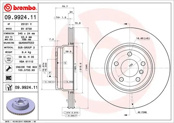 Betrouwbaar Remschijven Brembo 09.9924.11