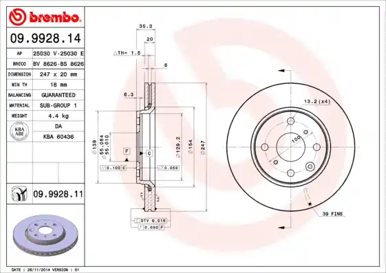 In De Mode Remschijven Brembo 09.9928.14
