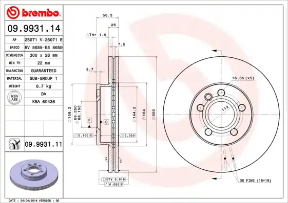 Remschijven Brembo 09.9931.11 Koopje