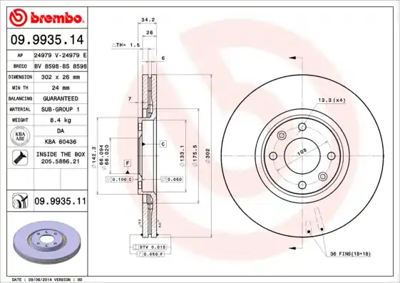 Remschijven Brembo 09.9935.14 Bestel Nu
