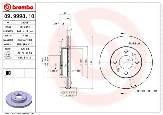 Meest Verkocht Remschijven Brembo 09.9998.10