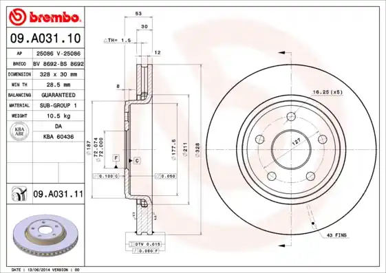 Hete Deal Remschijven Brembo 09.A031.11