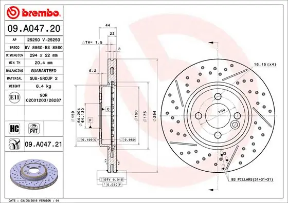 Remschijven Brembo 09.A047.21 Goedkoop