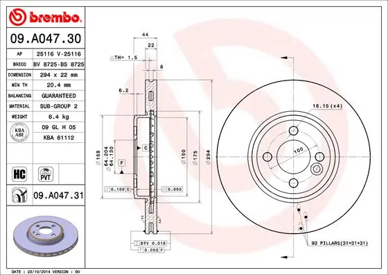 Favoriet Remschijven Brembo 09.A047.31