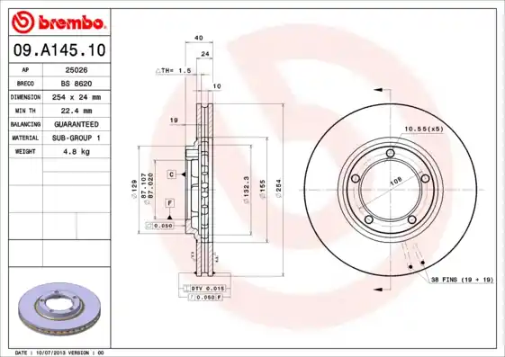 Bestel Nu Remschijven Brembo 09.A145.10