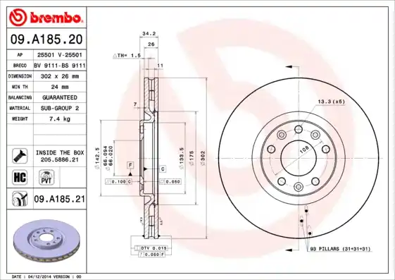 Hete Deal Remschijven Brembo 09.A185.21