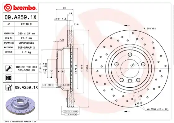 Speciale Aanbieding Remschijven Brembo 09.A259.1X