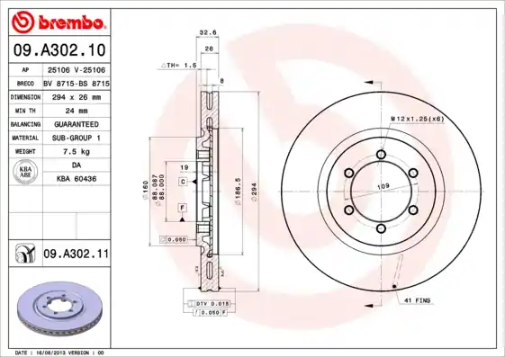 Direct Beschikbaar Remschijven Brembo 09.A302.11
