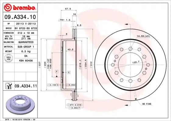 Superprijs Remschijven Brembo 09.A334.11