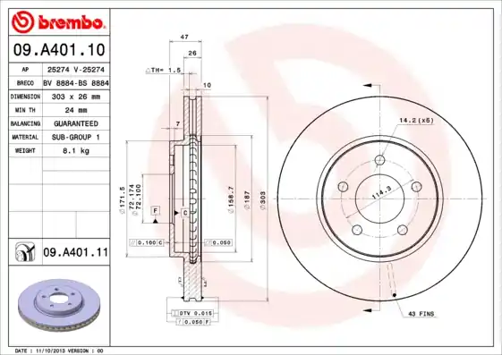 Rechtstreeks Van De Fabrikant Remschijven Brembo 09.A401.11