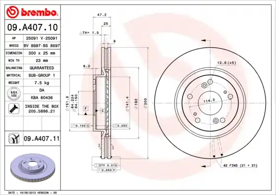 Ambachtelijk Remschijven Brembo 09.A407.11