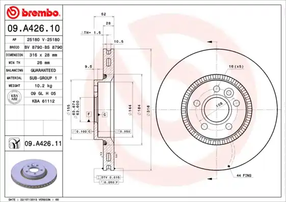Meest Verkocht Remschijven Brembo 09.A426.10