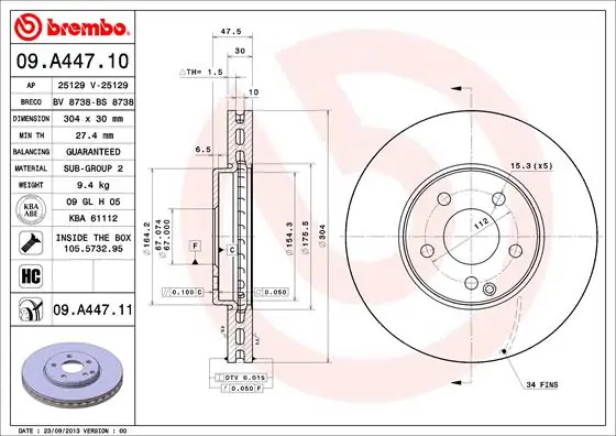 Populair Remschijven Brembo 09.A447.11