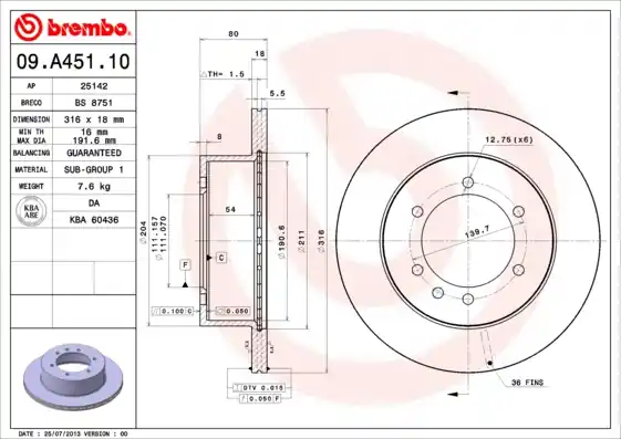 Alleen Vandaag Remschijven Brembo 09.A451.10