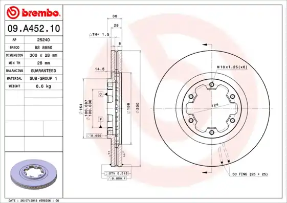 Merkproduct Remschijven Brembo 09.A452.10