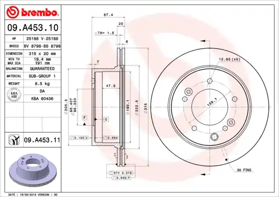 Remschijven Brembo 09.A453.11 Voordeelprijs