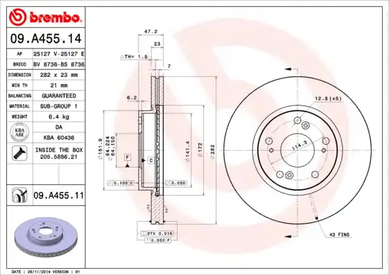 Koop Online Remschijven Brembo 09.A455.14