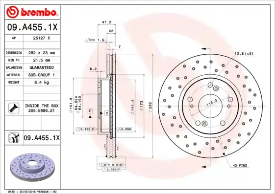 Remschijven Brembo 09.A455.1X Beperkt Aanbod