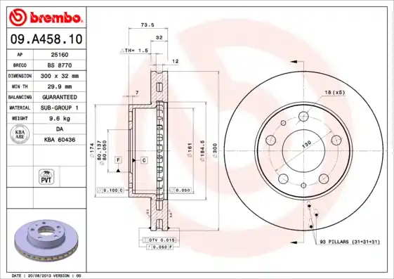 Remschijven Brembo 09.A458.10 Laatste Kans