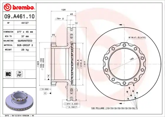 Uitverkoop Remschijven Brembo 09.A461.10