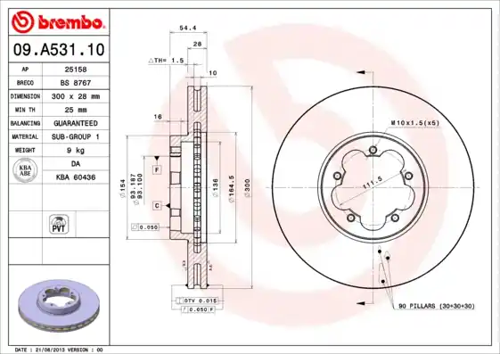 Actieprijs Remschijven Brembo 09.A531.10
