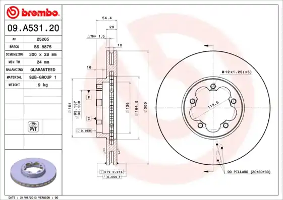 Exclusief Remschijven Brembo 09.A531.20